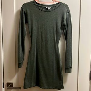 Sweatshirt minidress olive dress w/ cutout lace up back detail